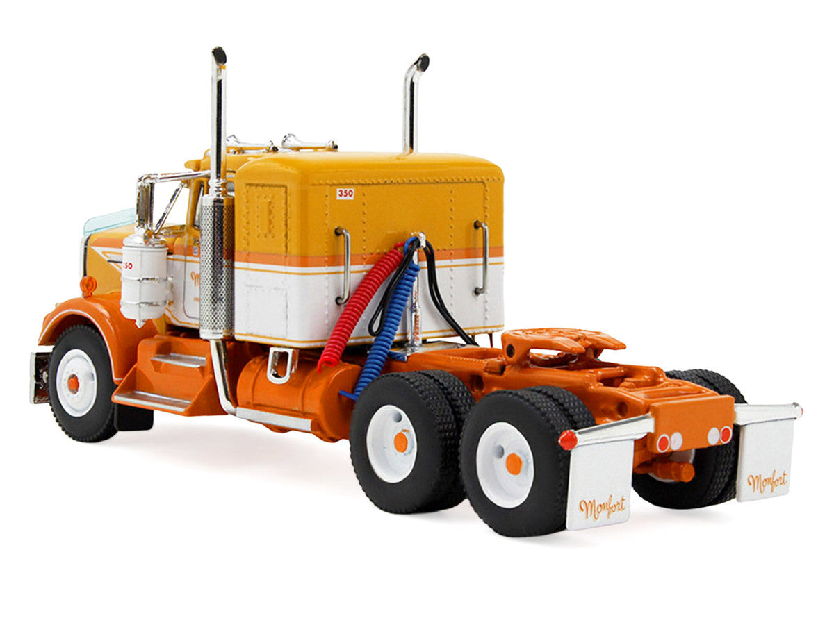 Kenworth W900A with 36" Sleeper and 40' Vintage Trailer with Reefer "Monfort of Colorado" Orange and White "Fallen Flag #50" 1/64 Diecast Model by DCP/First Gear-0