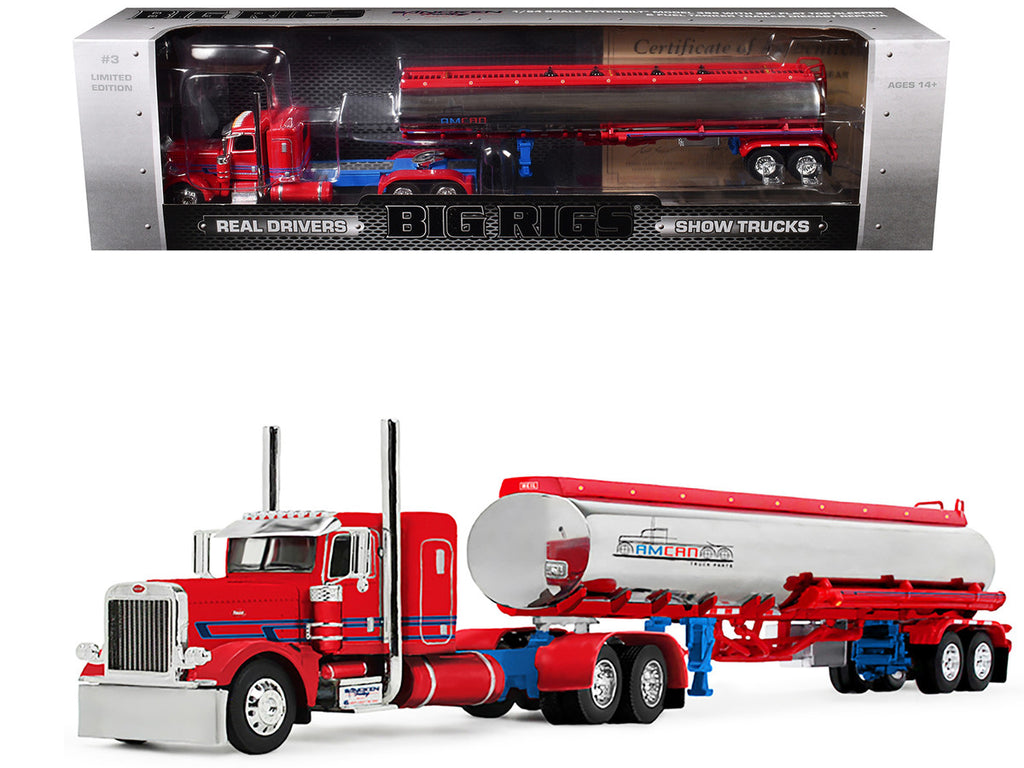 Peterbilt 389 with 36" Flat Top Sleeper and Heil Fuel Tank Trailer "Sancken Custom Truck by Amcan" Red "Big Rigs" Series II #3 1/64 Diecast Model by DCP/First Gear-4