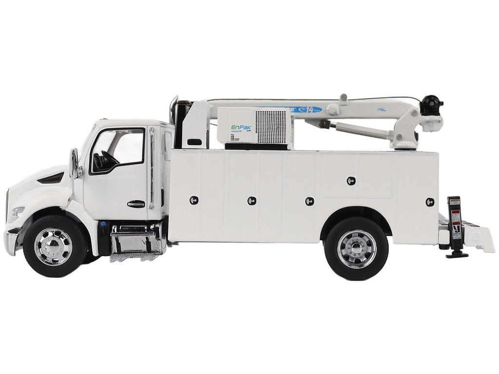 Kenworth T380 Auto-Crane Titan 85-Body HC14-Crane Work Truck with Miller EnPak White "Transport Series" 1/50 Diecast Model by Diecast Masters-1