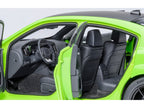 Dodge Charger Scat Pack Widebody Sublime Green with Matt Black Hood and Top 1/18 Model Car by Autoart
