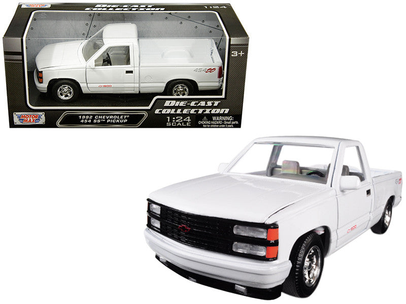 1992 Chevrolet 454 SS Pickup Truck White 1/24 Diecast Model Car by Motormax-0