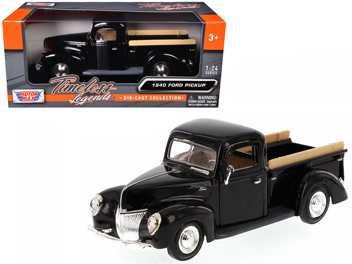 1940 Ford Pickup Truck Black 1/24 Diecast Model Car by Motormax-2