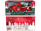 1940 Ford Pickup Truck Red "Merry Christmas" with Tree Accessory 1/24 Diecast Model Car by Motormax-1