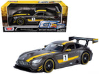 Mercedes AMG GT3 #1 Matt Gray with Yellow Stripes "GT Racing" 1/24 Diecast Model Car by Motormax-2