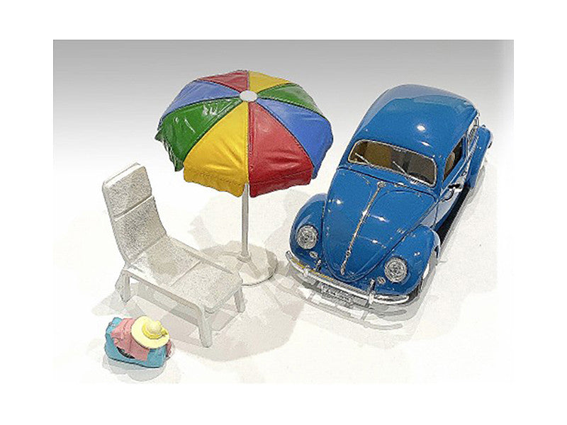 "Beach Girls" Accessories (Beach Chair and Beach Umbrella and Duffle Bag) for 1/18 Scale Models by American Diorama-1