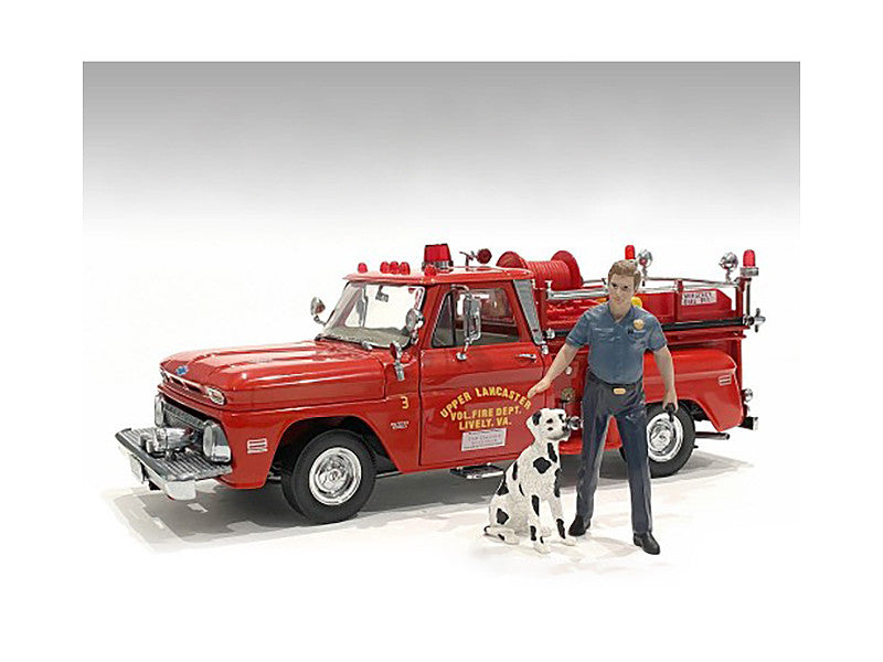 "Firefighters" Fire Dog Training Figures (Trainer and Dog) for 1/18 Scale Models by American Diorama-0