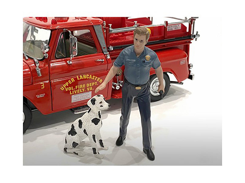 "Firefighters" Fire Dog Training Figures (Trainer and Dog) for 1/24 Scale Models by American Diorama-1