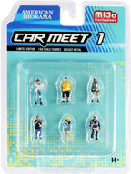 "Car Meet 1" 6 piece Diecast Figurine Set for 1/64 Scale Models by American Diorama-2
