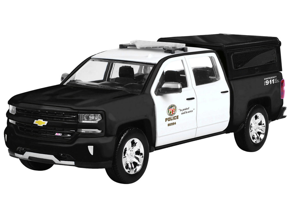 2017 Chevrolet Silverado 1500 LT Z71 Crew Cab Pickup Truck "Los Angeles Police Department" Black and White "Law Enforcement and Public Service" Series 1/27 Diecast Model Car by Motormax-1