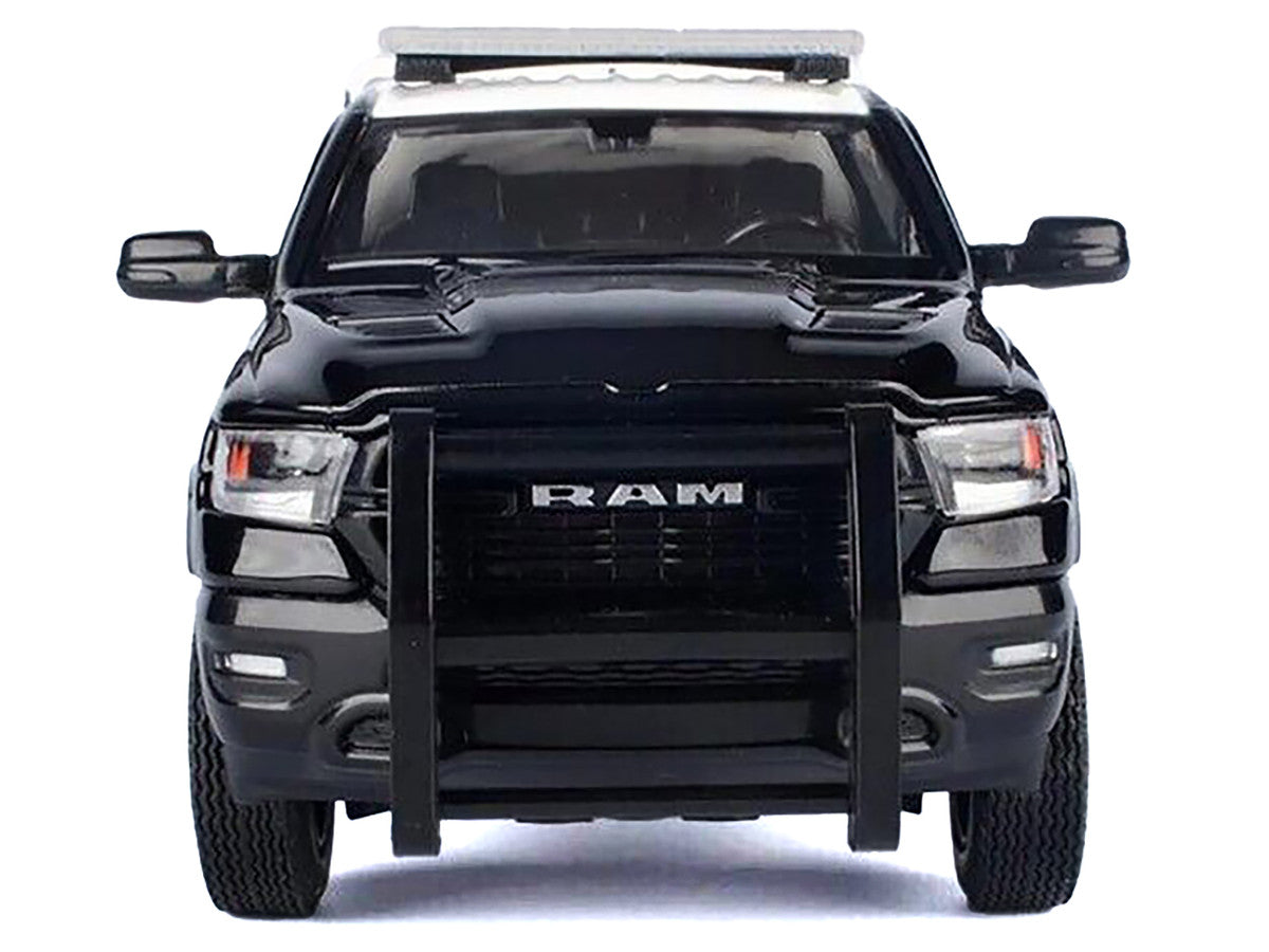 2019 RAM 1500 Laramine Crew Cab Pickup Truck "California Highway Patrol" Black and White with Truck Bed Camper "Law Enforcement and Public Service" Series 1/27 Diecast Model Car by Motormax-2