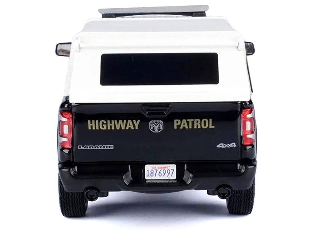 2019 RAM 1500 Laramine Crew Cab Pickup Truck "California Highway Patrol" Black and White with Truck Bed Camper "Law Enforcement and Public Service" Series 1/27 Diecast Model Car by Motormax-3
