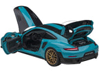 Porsche 911 (991.2) GT2 RS Weissach Package Miami Blue with Carbon Stripes 1/18 Model Car by Autoart-1