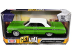 1964 Chevrolet Impala Lowrider Hard Top Green with White Top "Get Low" Series 1/24 Diecast Model Car by Motormax-1