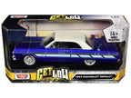 1964 Chevrolet Impala Lowrider Hard Top Candy Blue Metallic with Cream Top "Get Low" Series 1/24 Diecast Model Car by Motormax-1