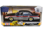 1993-1997 Ford Crown Victoria Lowrider Black Metallic and Silver with Red Stripes "Get Low" Series 1/24 Diecast Model Car by Motormax-0