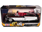1958 Chevrolet Impala Convertible Lowrider Black and White with Red Interior "Get Low" Series 1/24 Diecast Model Car by Motormax-2