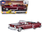 1958 Chevrolet Impala Convertible Lowrider Dark Red Metallic with Red Interior "Get Low" Series 1/24 Diecast Model Car by Motormax-2