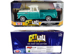 1957 Chevrolet 3100 Stepside Pickup Truck Lowrider Turquoise Metallic and White with White Interior "Get Low" Series 1/24 Diecast Model Car by Motormax-2