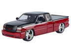 2006 Chevrolet Silverado Custom Pickup Truck Red Metallic and Black with Silver Stripes "Die-Cast Collection" Series 1/25 Diecast Model Car by Motormax-1