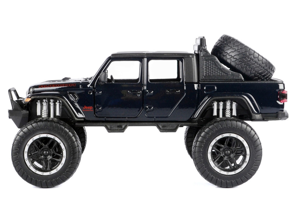 2021 Jeep Gladiator Rubicon Off-Road Pickup Truck Black with Matt Black Top "Off Road" Series 1/27 Diecast Model Car by Motormax-1