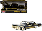 1964 Chevrolet Impala Lowrider Black with Gold Graphics and Wheels "Midnight Eclipse" Series 1/24 Diecast Model Car by Motormax-2