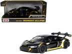 Audi R8 LMS GT3 Black with Gold Stripes and Graphics "Midnight Eclipse" Series 1/24 Diecast Model Car by Motormax-0
