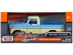 1969 Ford F-100 Pickup Truck Light Blue and Cream "Timeless Legends" Series 1/24 Diecast Model Car by Motormax-2