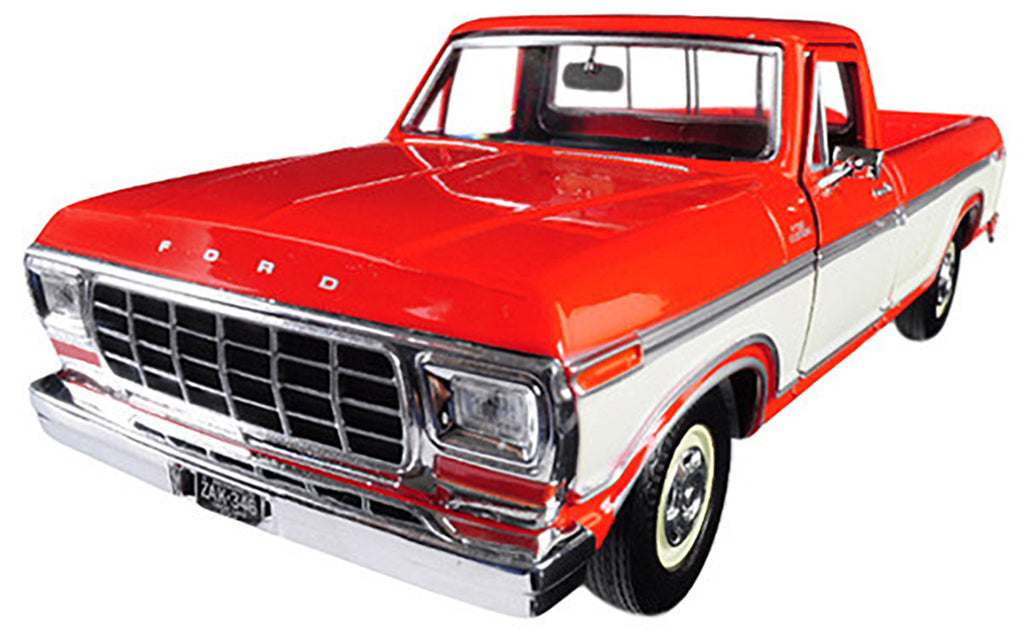 1979 Ford F-150 Custom Pickup Truck Orange and Cream 1/24 Diecast Model Car by Motormax-0