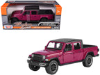 2021 Jeep Gladiator Overland Pickup Truck Purple with Matt Black Top 1/24 Diecast Model Car by Motormax-0