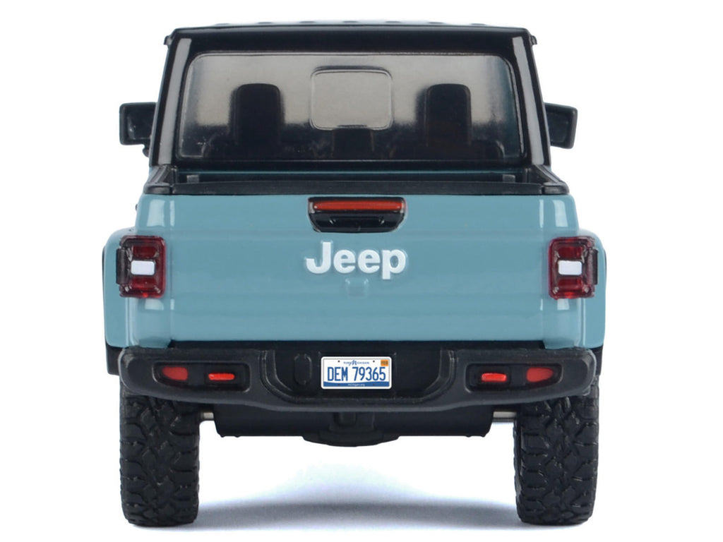 2021 Jeep Gladiator Rubicon (Closed Top) Pickup Truck Blue with Black Top 1/27 Diecast Model Car by Motormax-1