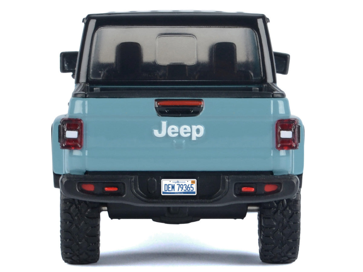 2021 Jeep Gladiator Rubicon (Closed Top) Pickup Truck Blue with Black Top 1/27 Diecast Model Car by Motormax-1