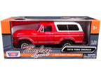 1978 Ford Bronco Custom Red and White "Timeless Legends" Series 1/24 Diecast Model Car by Motormax-2