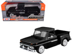 1966 GMC C1000 Fenderside Pickup Truck Black "Timeless Legends" Series 1/24 Diecast Model Car by Motormax-2