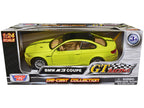BMW M3 Coupe Neon Yellow with Matt Black Top and Stripes "GT Racing" Series 1/24 Diecast Model Car by Motormax-0