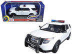 2015 Ford Police Interceptor Utility White with Flashing Light Bar and Front and Rear Lights and 2 Sounds 1/24 Diecast Model Car by Motormax