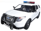 2015 Ford Police Interceptor Utility White with Flashing Light Bar and Front and Rear Lights and 2 Sounds 1/24 Diecast Model Car by Motormax