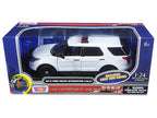 2015 Ford Police Interceptor Utility White with Flashing Light Bar and Front and Rear Lights and 2 Sounds 1/24 Diecast Model Car by Motormax-2