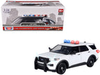 2022 Ford Police Interceptor Utility Plain White "Builder's Kit" with Flashing Light Bar and Front and Rear Lights and Sounds 1/24 Diecast Model Car by Motormax-0