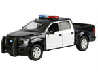 2019 Ford F-150 Lariat Crew Cab Pickup Truck Black and White with Flashing Light Bar and Front and Rear Lights and Sounds 1/27 Diecast Model Car by Motormax-1