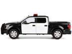 2019 Ford F-150 Lariat Crew Cab Pickup Truck Black and White with Flashing Light Bar and Front and Rear Lights and Sounds 1/27 Diecast Model Car by Motormax-2