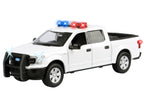 2019 Ford F-150 Lariat Crew Cab Pickup Truck White with Flashing Light Bar and Front and Rear Lights and Sounds 1/27 Diecast Model Car by Motormax-1