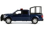 2019 RAM 1500 Laramie Crew Cab Pickup Truck with Bed Cage Dark Blue with Flashing Light Bar and Front and Rear Lights and Sounds 1/27 Diecast Model Car by Motormax-1