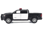 2019 RAM 1500 Laramie Crew Cab Pickup Truck Black and White with Flashing Light Bar and Front and Rear Lights and Sounds 1/27 Diecast Model Car by Motormax-2
