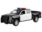2017 Chevrolet Silverado 1500 LT Z71 Crew Cab Pickup Truck Black and White with Flashing Light Bar and Front and Rear Lights and Sounds 1/27 Diecast Model Car by Motormax-1
