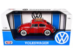 1966 Volkswagen Classic Beetle Red 1/24 Diecast Car Model by Motormax-2