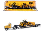 CAT Caterpillar CT681 Day Cab Tractor Yellow with Lowboy Trailer and CAT 950G Wheel Loader Yellow 1/87 (HO) Diecast Model by Diecast Masters-2