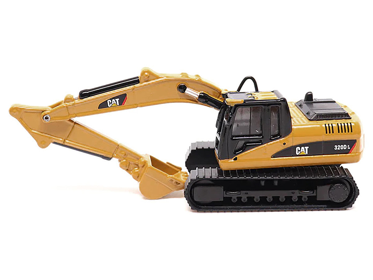 Kenworth T880 SBFS Sleeper Tandem Tractor Black with Lowboy Trailer and CAT 320D L Hydraulic Excavator Yellow 1/87 (HO) Diecast Model by Diecast Masters-3