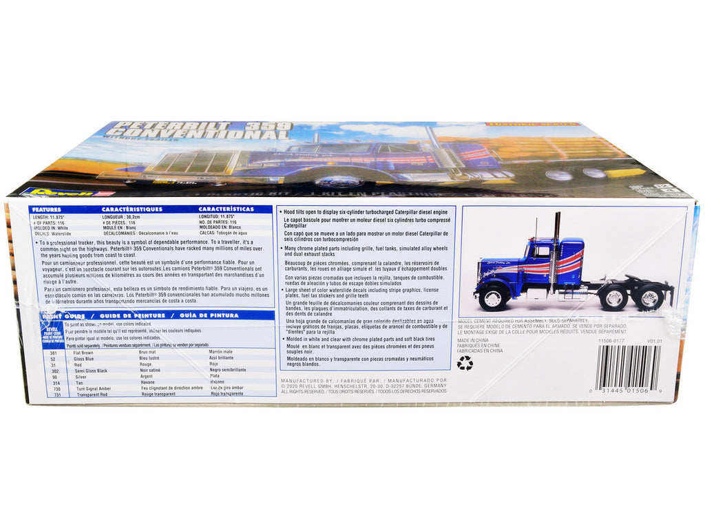 Level 4 Model Kit Peterbilt 359 Conventional Truck Tractor (without Trailer) "Historic Series" 1/25 Scale Model by Revell-2