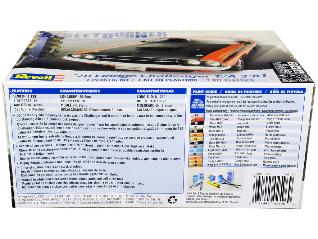 Level 4 Model Kit 1970 Dodge Challenger T/A "Streetburner" 2-in-1 Kit 1/24 Scale Model by Revell-2