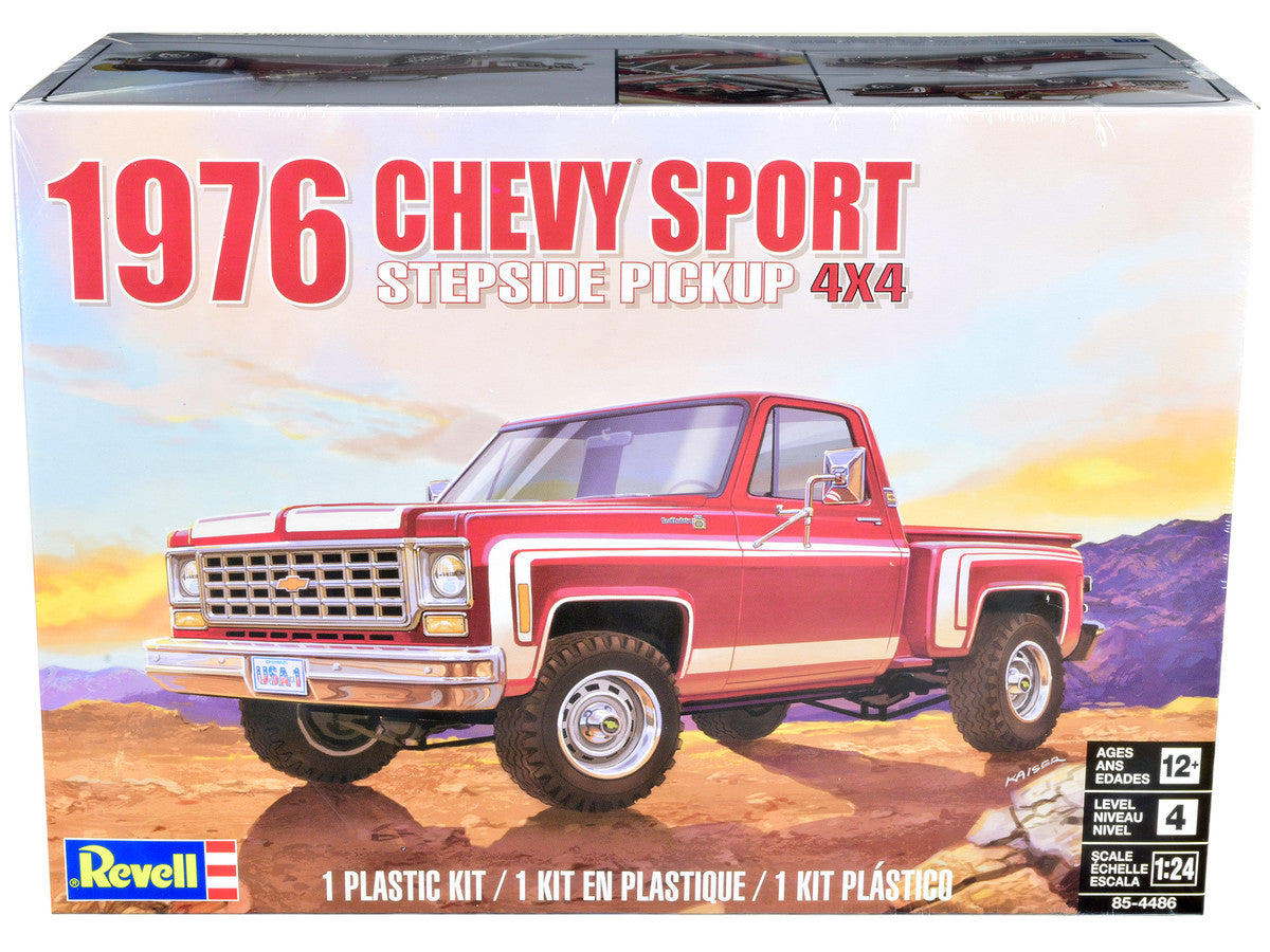 Level 4 Model Kit 1976 Chevrolet Sports Stepside 4x4 Pickup Truck 1/24 Scale Model by Revell-0